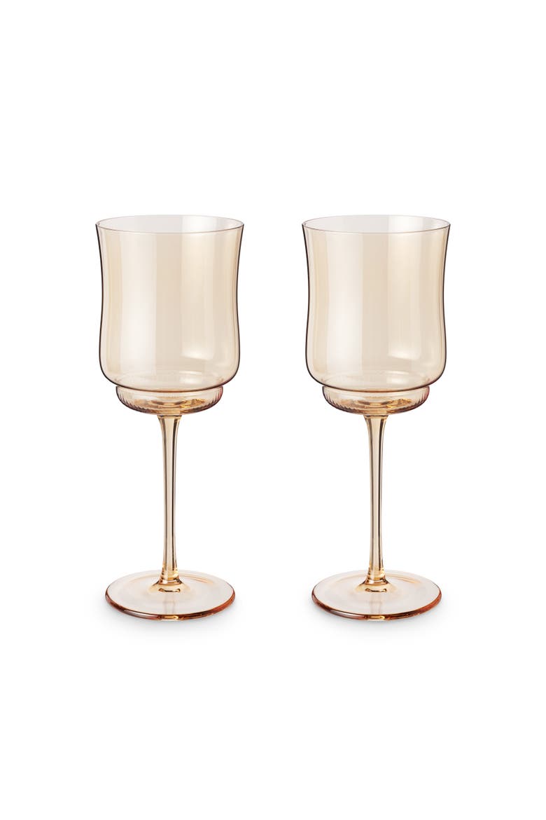 Tulip Stemmed Wine Glasses in Amber Set of 2, Alternate, color, Brown