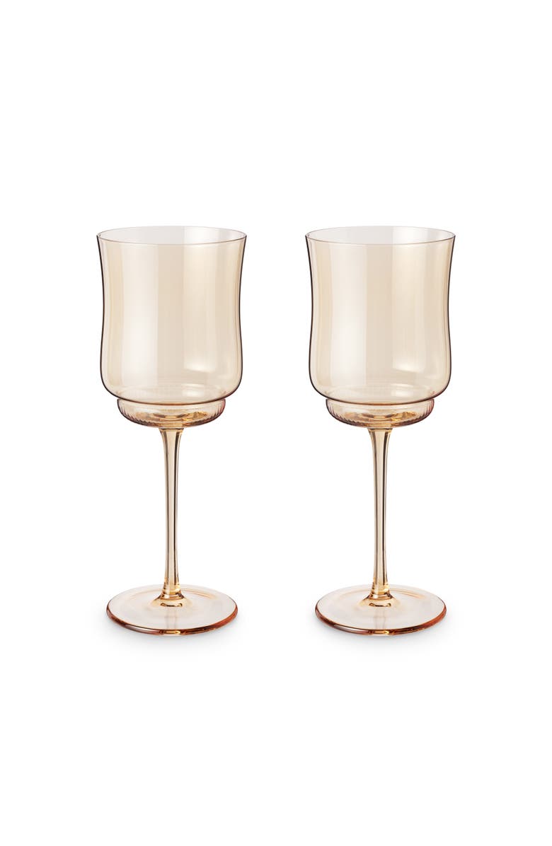 TWINE Tulip Stemmed Wine Glasses in Amber Set of 2, Alternate, color, Brown