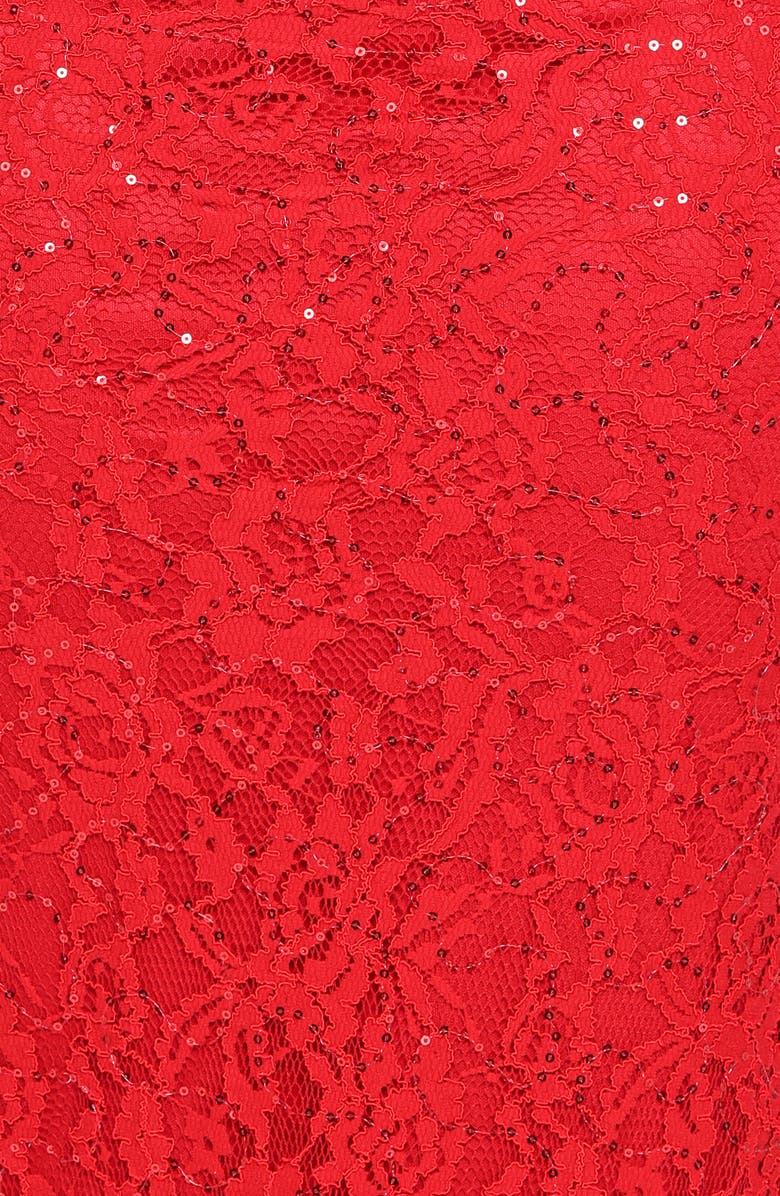 Petal & Pup Ruben Sequin Lace Ruched Maxi Dress, Alternate, color, Red