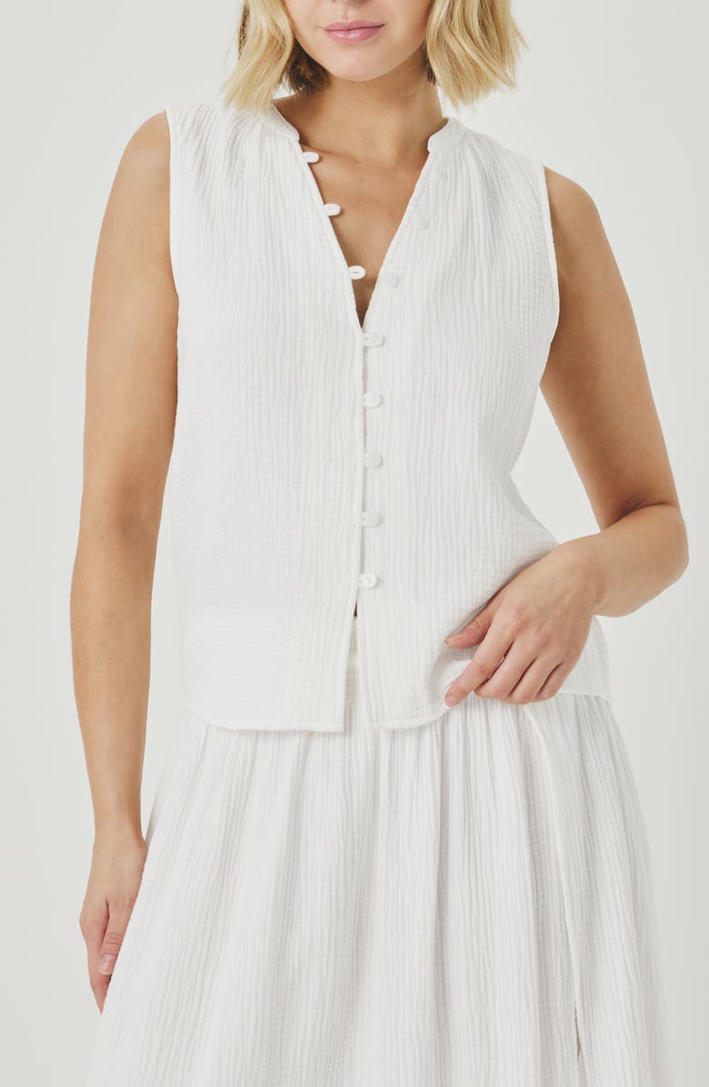 Splendid Ava Cotton Gauze Button-Up Tank, Main, color, White