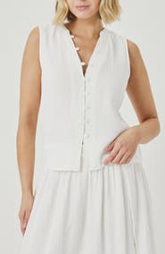 Splendid Ava Cotton Gauze Button-Up Tank