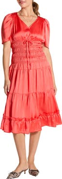 WISHLIST Short Sleeve Tiered Midi Dress