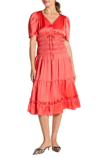 WISHLIST WISHLIST SHORT SLEEVE TIERED MIDI DRESS