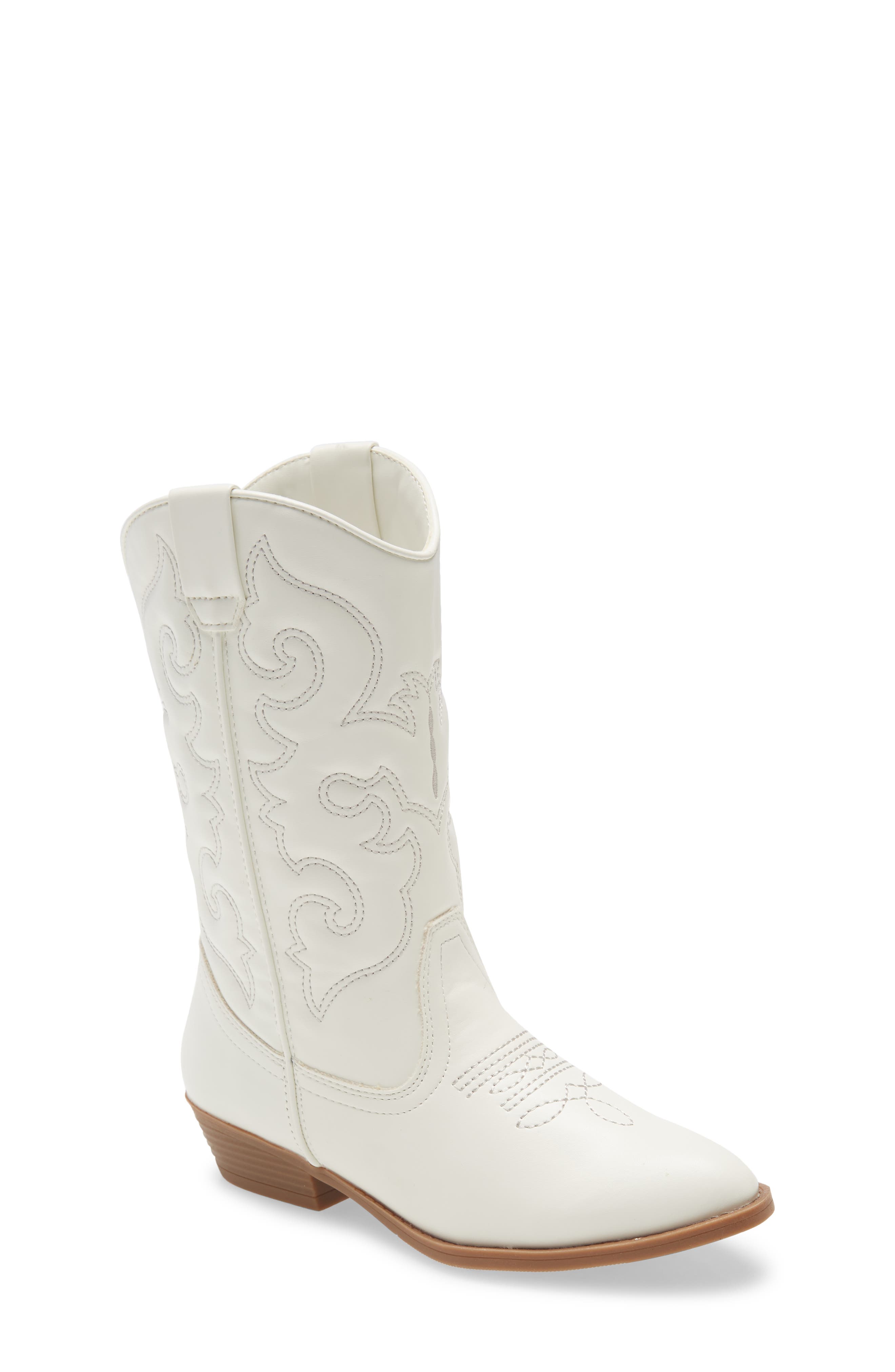 Cowboy Boot, Main, color, WHITE FAUX LEATHER