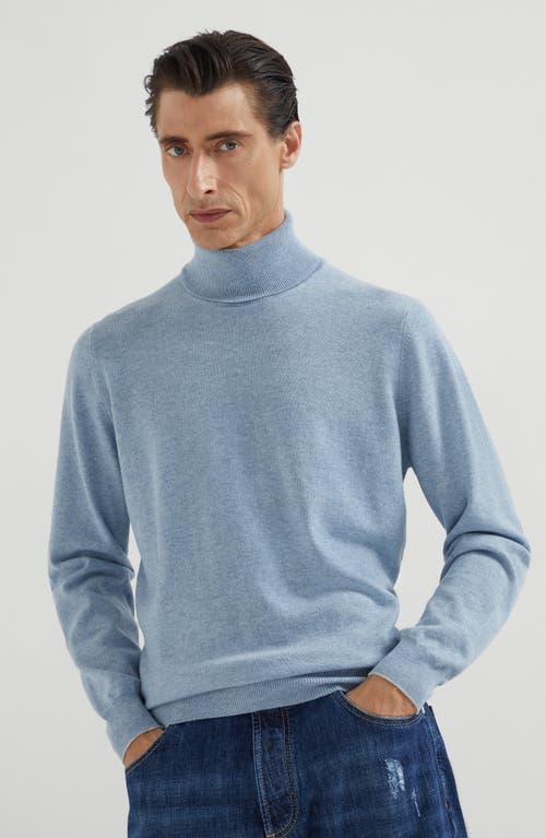 Brunello Cucinelli Cashmere Rollneck Sweater In Blue