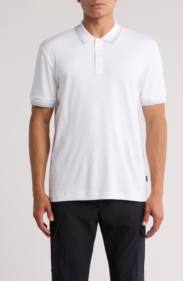 BOSS Parlay Tipped Cotton Polo, Main, color, White