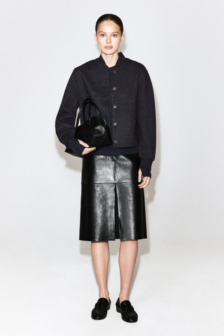 Boiled Wool-blend Bomber Jacket, Alternate, color, CHARCOAL MÉLANGE