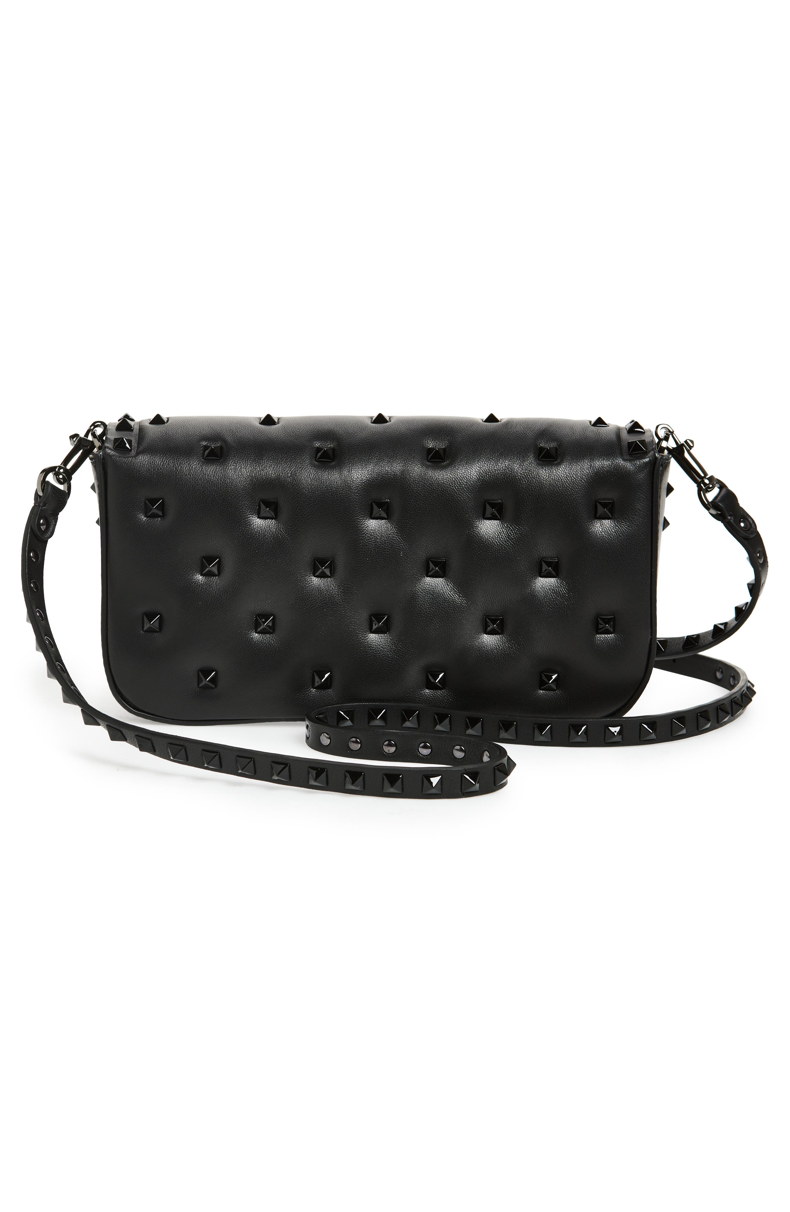 Valentino Garavani Rockstud Leather Shoulder Bag, Alternate, color, 