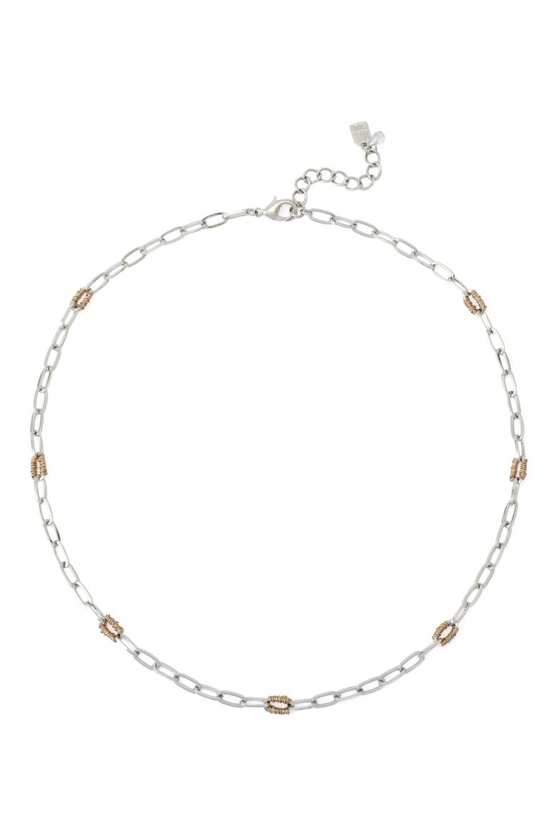 Paperclip Chain Necklace, Main, color, TWO TONE