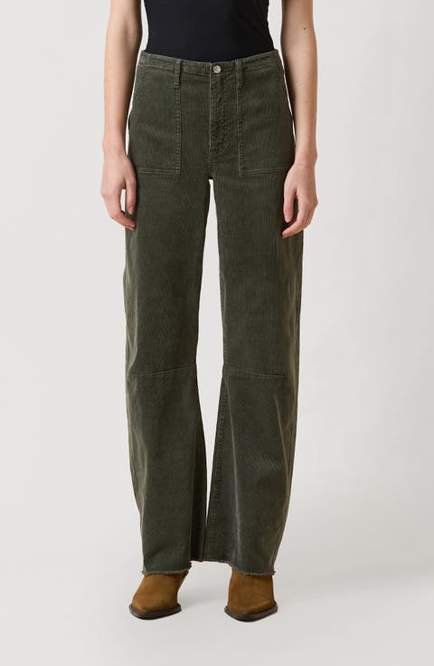 Frayed Barrel Corduroy Utility Pants