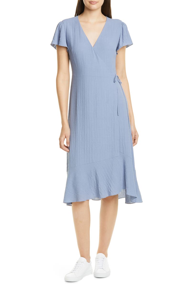 Nordstrom Signature Flutter Sleeve Wrap Dress, Main, color,