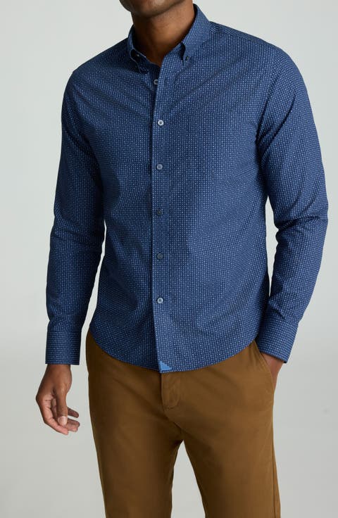 Cascadar Mixed Medallion Print Wrinkle Free Cotton Button-Down Shirt