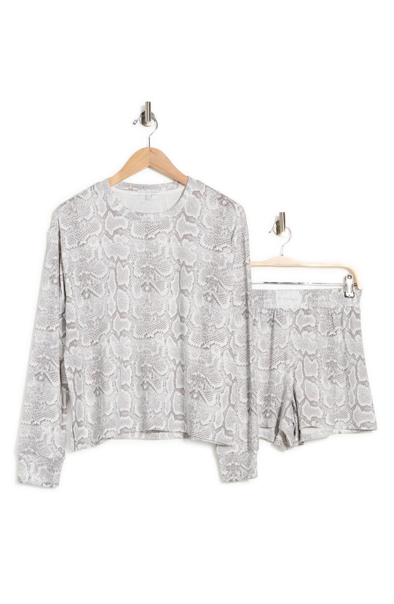 PJ Salvage Long Sleeve Top & Boxer Shorts Pajamas, Alternate, color, Grey