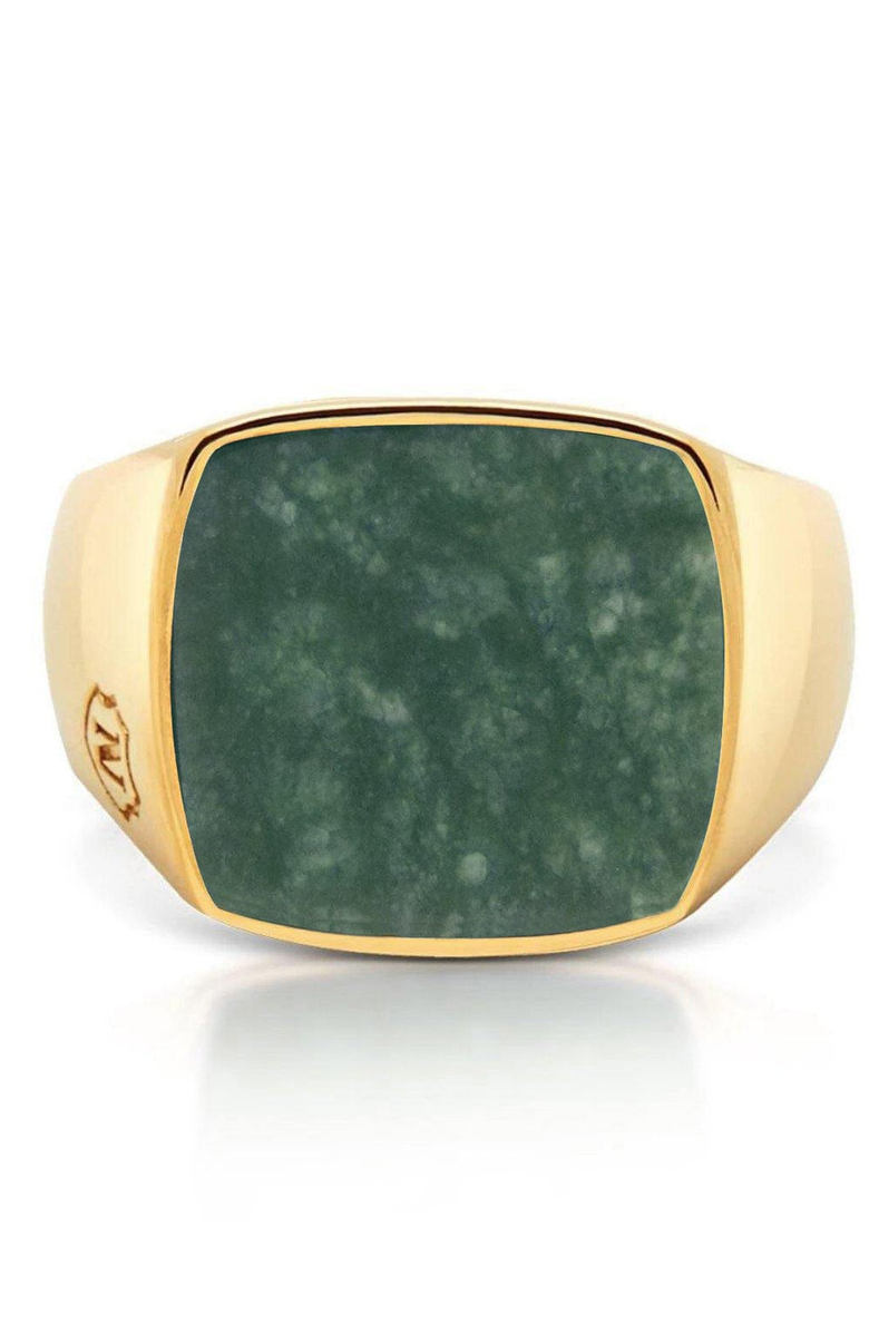 Nialaya Signet Ring, Alternate, color, Gold / Green