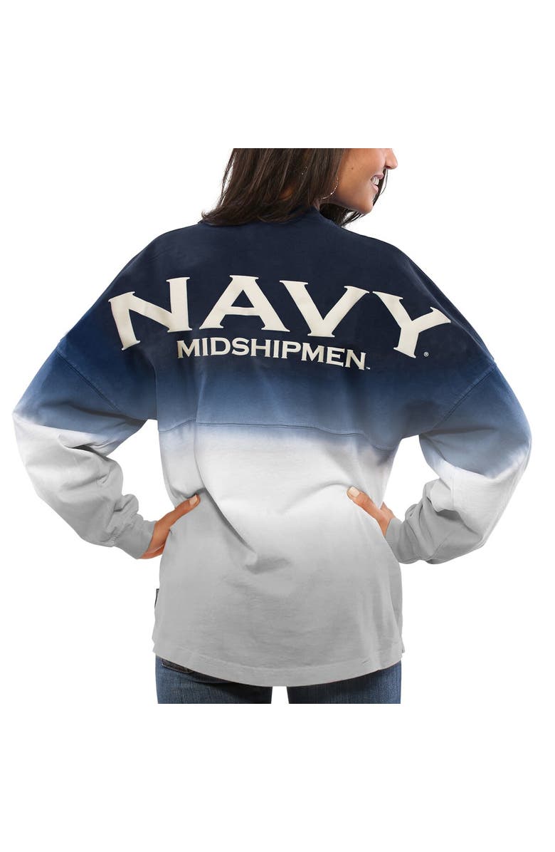 SPIRIT JERSEY Women's Navy Navy Midshipmen Ombre Long Sleeve Dip-Dyed Spirit Jersey, Main, color,
