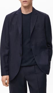 MANGO Slim Fit Slub Lyocell & Linen Suit Jacket