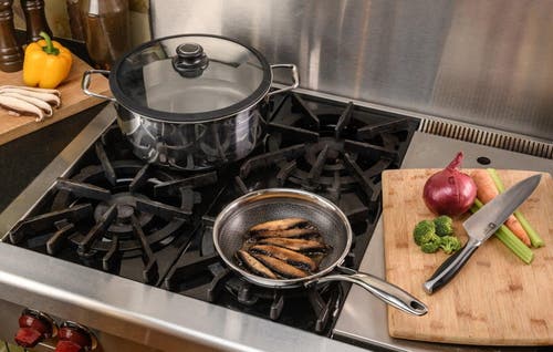Frieling Black Cube 8 Inch Stainless/nonstick Hybrid Fry Pan In Silver