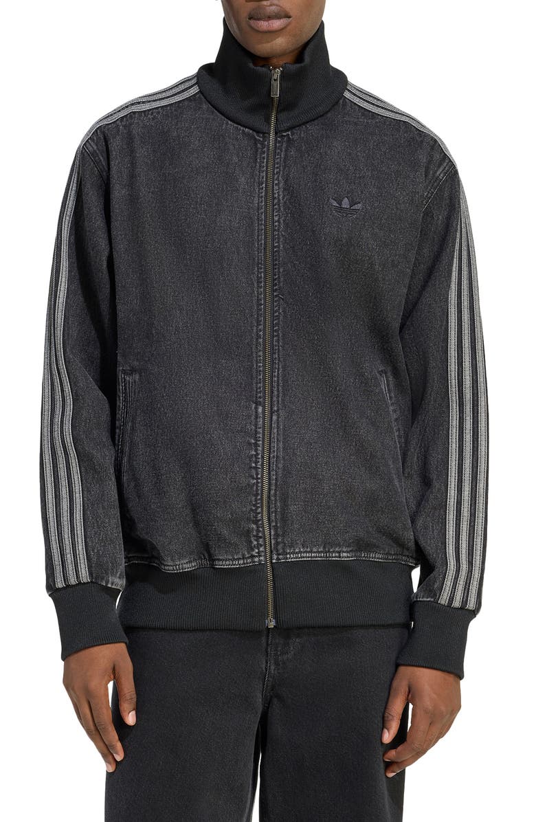 adidas Firebird Denim Track Jacket, Main, color, True Black Denim
