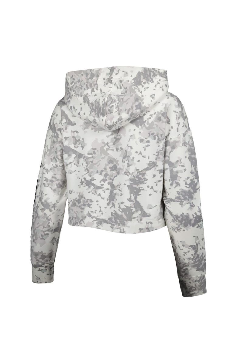 LUSSO Women's Lusso Gray/White Brooklyn Nets Maia Tri-Blend Cropped Quarter-Zip Top, Alternate, color, Gray