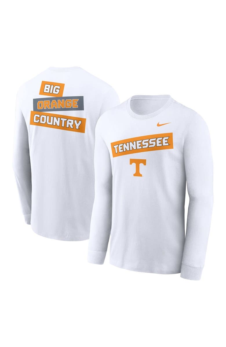 Nike Men's Nike White Tennessee Volunteers Two-Hit Classic Location Long Sleeve T-Shirt, Alternate, color, White