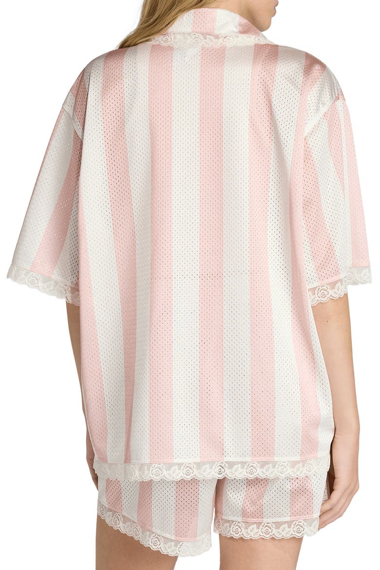 Striped Lace Trim Mesh Shirt, Alternate, color, OFF WHITE/SANDY PINK