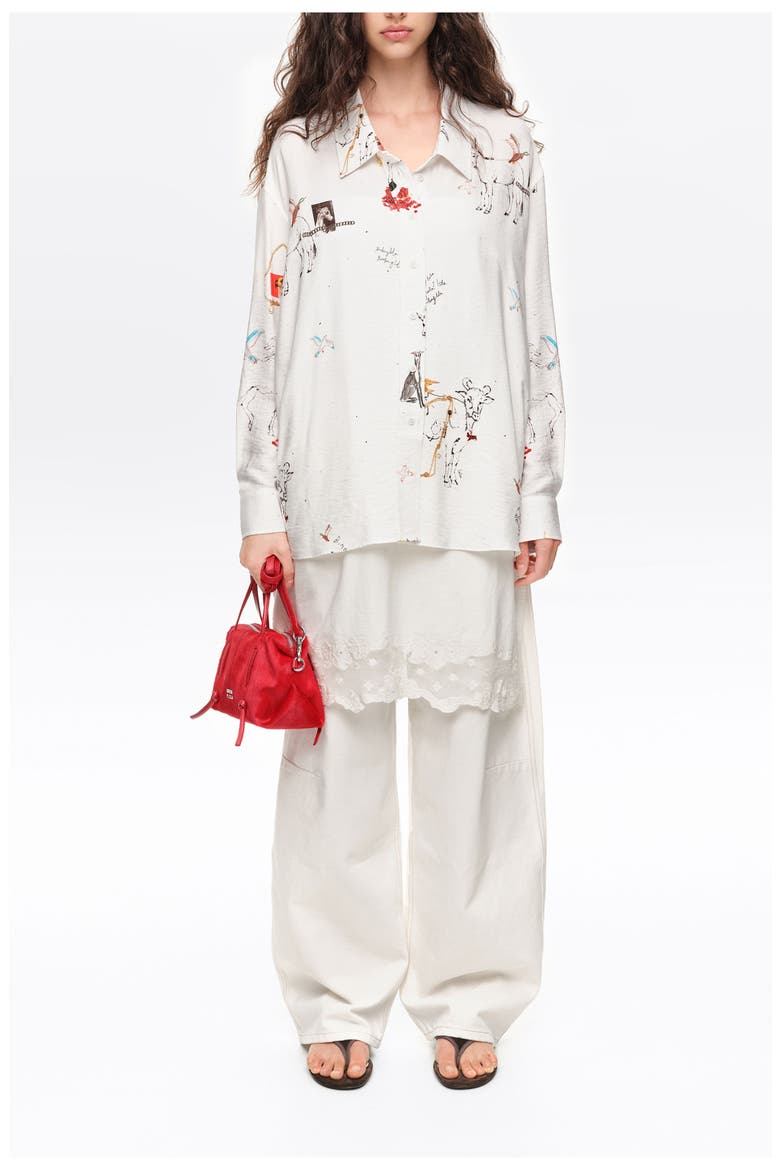 Oversized Animal Print Shirt, Alternate, color, COLLAGE ANIMAL CHAIN