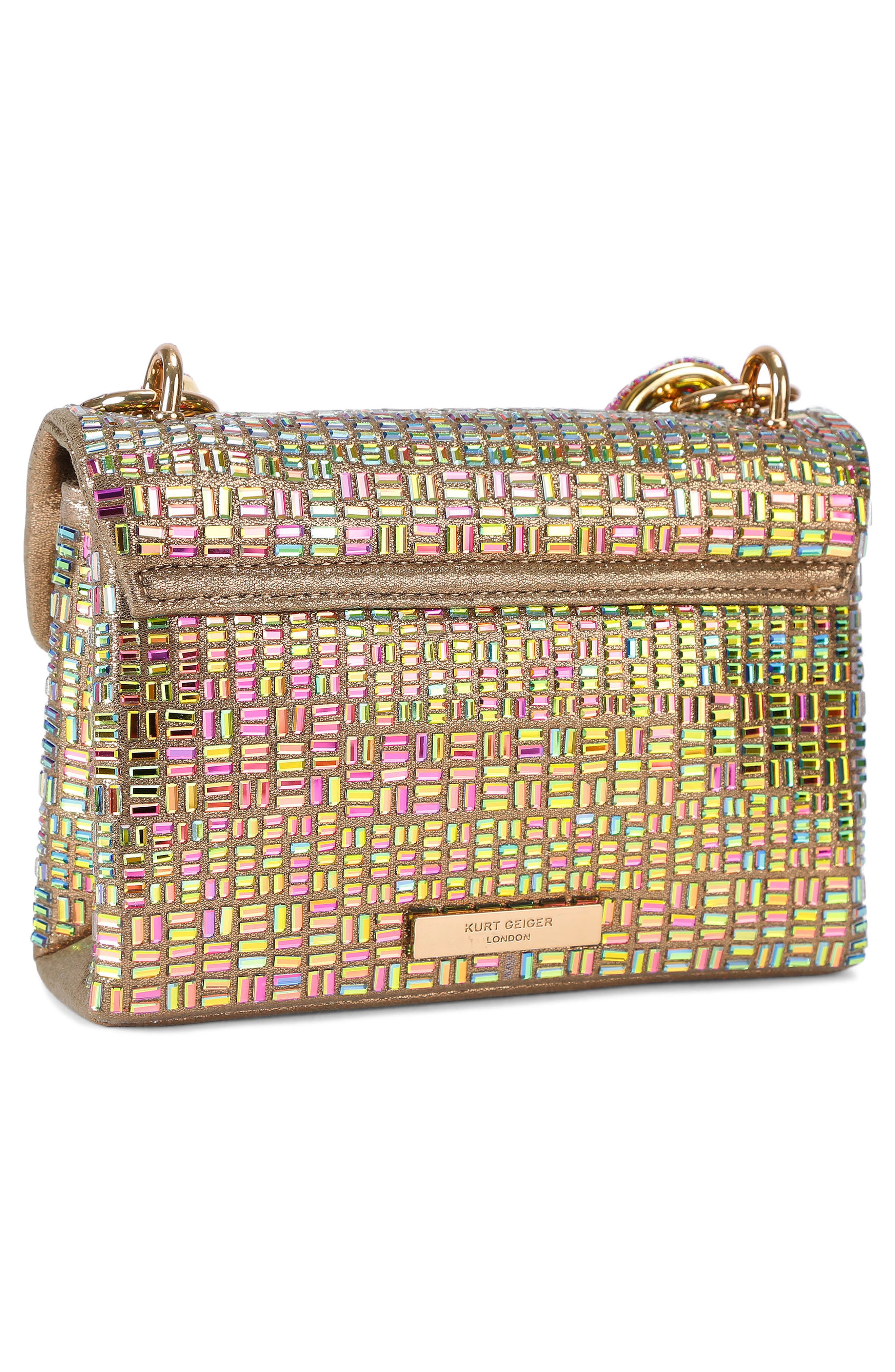 Kurt Geiger London Mini Kensington Bejeweled Crossbody Bag, Alternate, color, Open Yellow