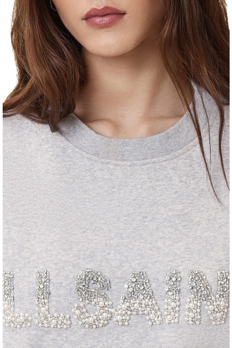Separo Imitation Pearl & Crystal Embellished Sweatshirt, Alternate, color, GREY MARL