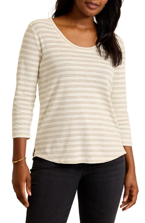 Ashby Isles Metallic Stripe Cotton Blend Top