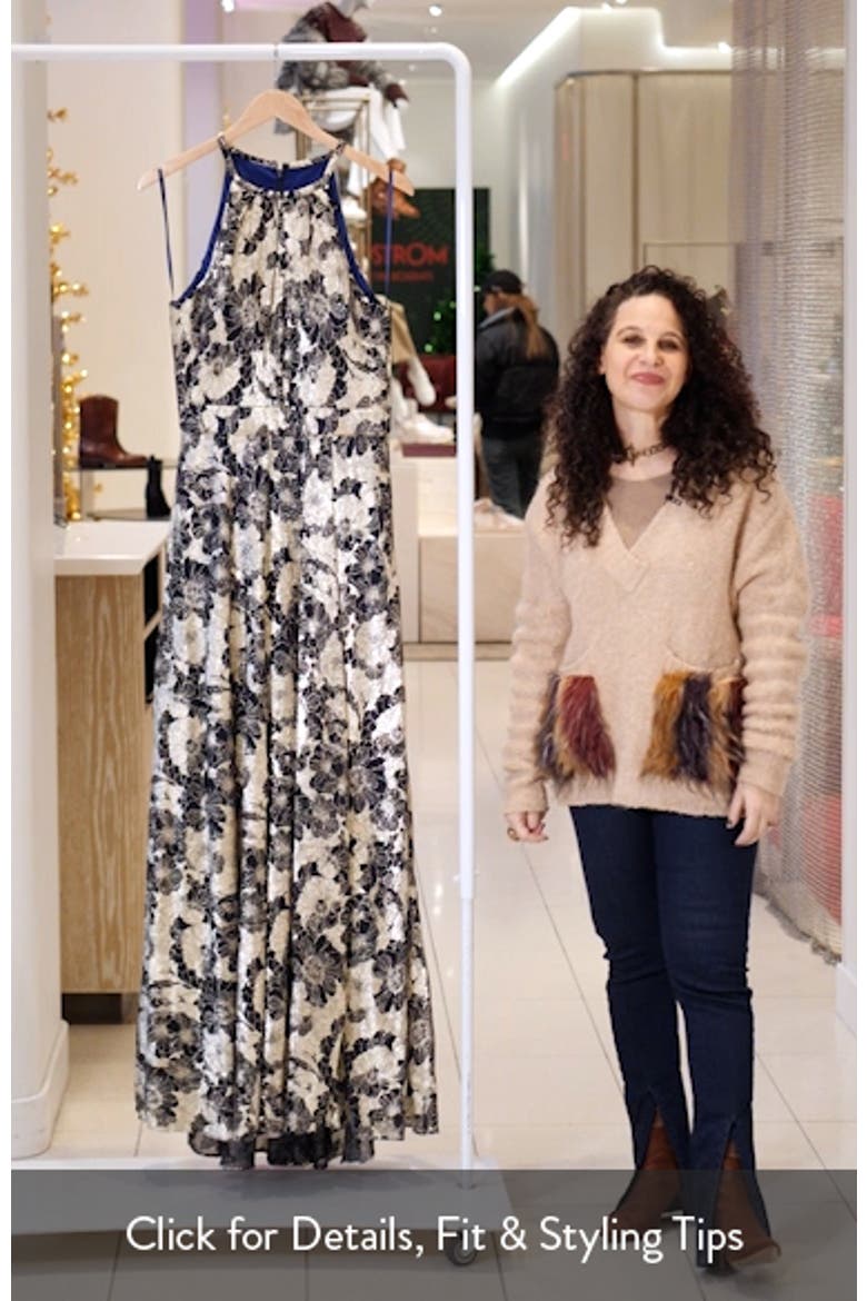 Metallic Floral Halter Top Gown video