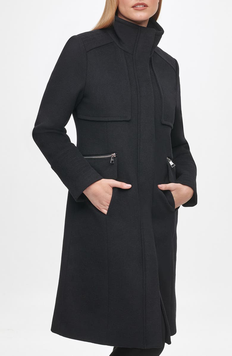 KARL LAGERFELD PARIS Officer Wool Blend Coat, Alternate, color, Black