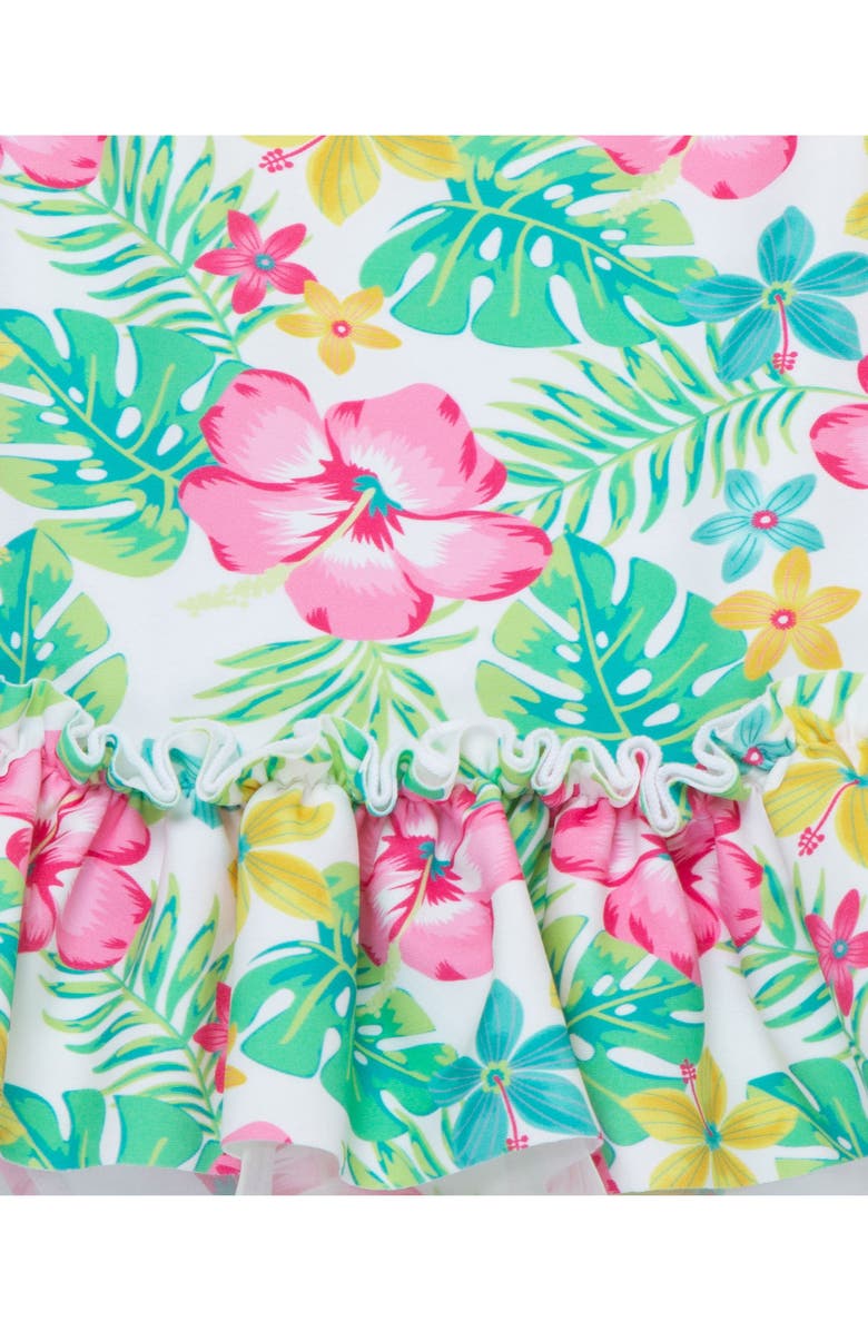 Little Me Tropical UPF 50+ Skirted One-Piece Swimsuit, Alternate, color, 