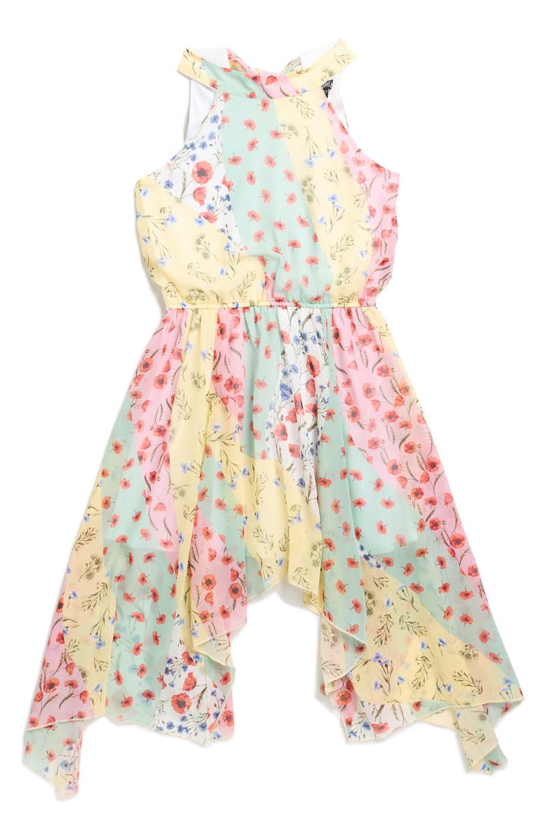 Ava & Yelly Kids' Mixed Print Dress, Main, color, Yellow Multi