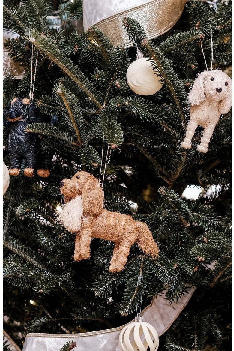 Golden Retriever Handwoven Ornament, Alternate, color, BROWN/ WHITE