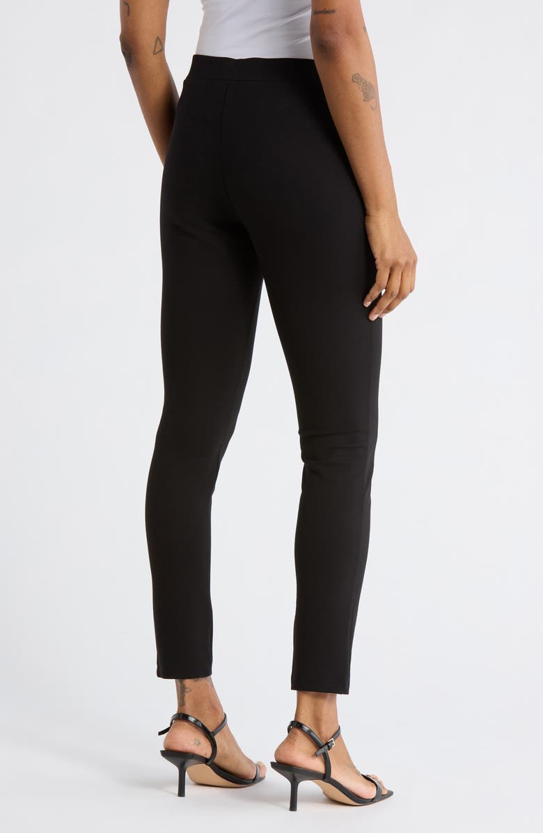 Theory Shawn Pull-On Ponte Pants, Alternate, color, Black