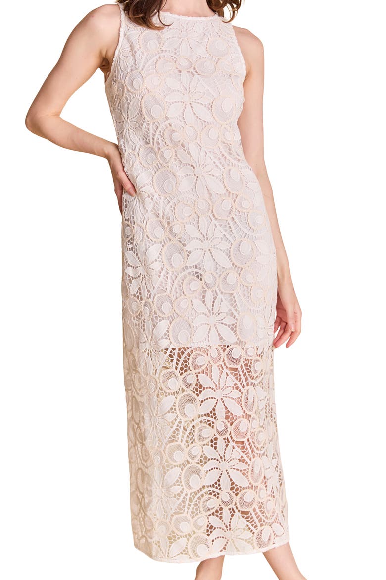 Lace Sleeveless Maxi Dress, Alternate, color, WHITE