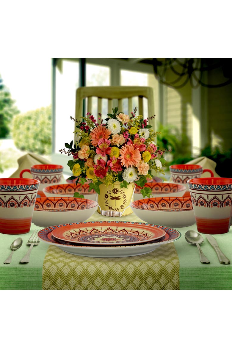 Zen Rust Mozaik 16 Piece Dinnerware Set, Alternate, color, Orange