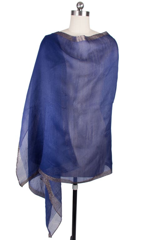 Saachi Shimmer Border Scarf In Blue