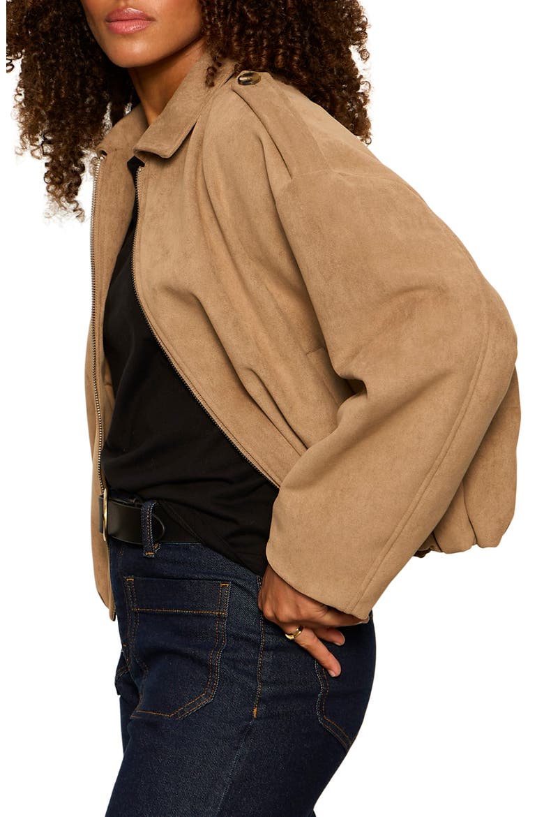 Takeoff Faux Suede Jacket, Alternate, color, ALMOND