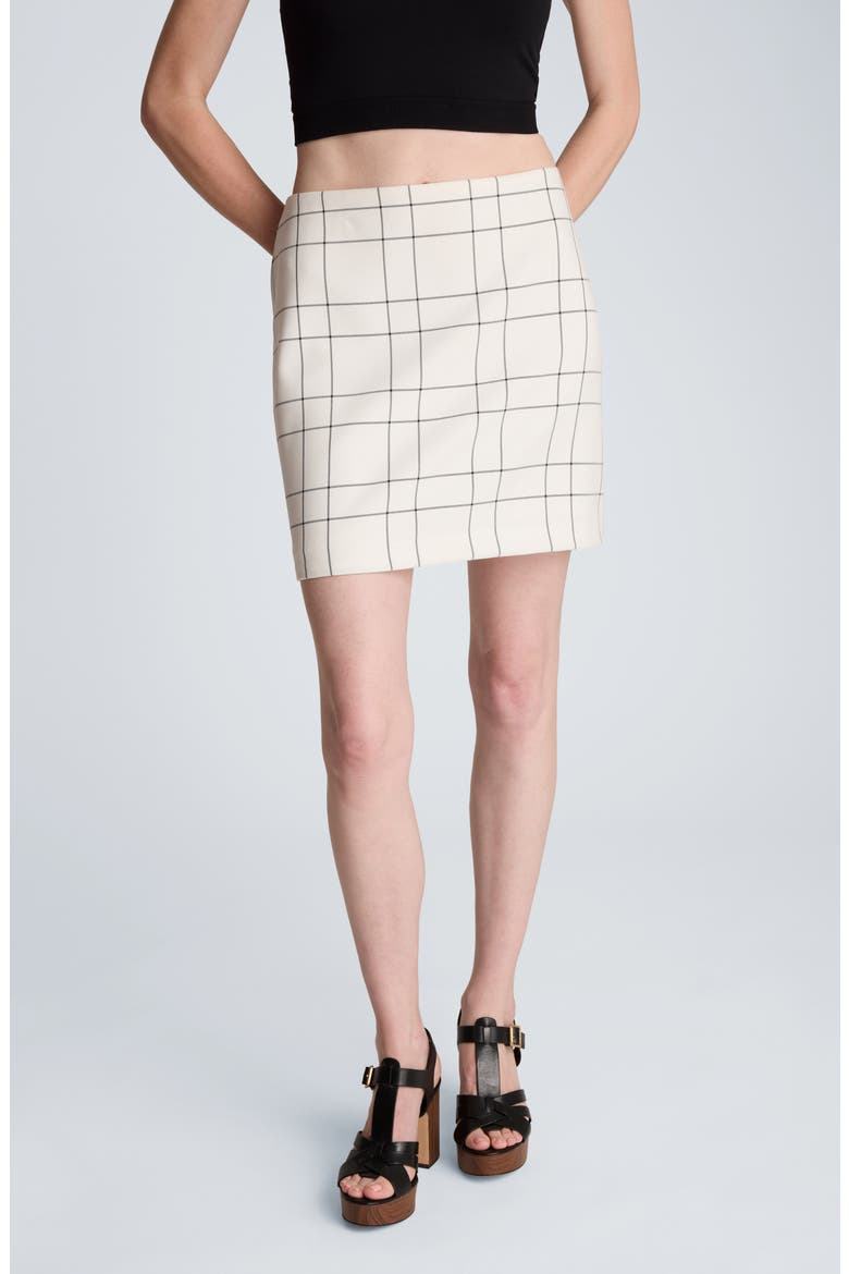 Windowpane Plaid Miniskirt, Alternate, color, FEATHER WHITE/ BLACK