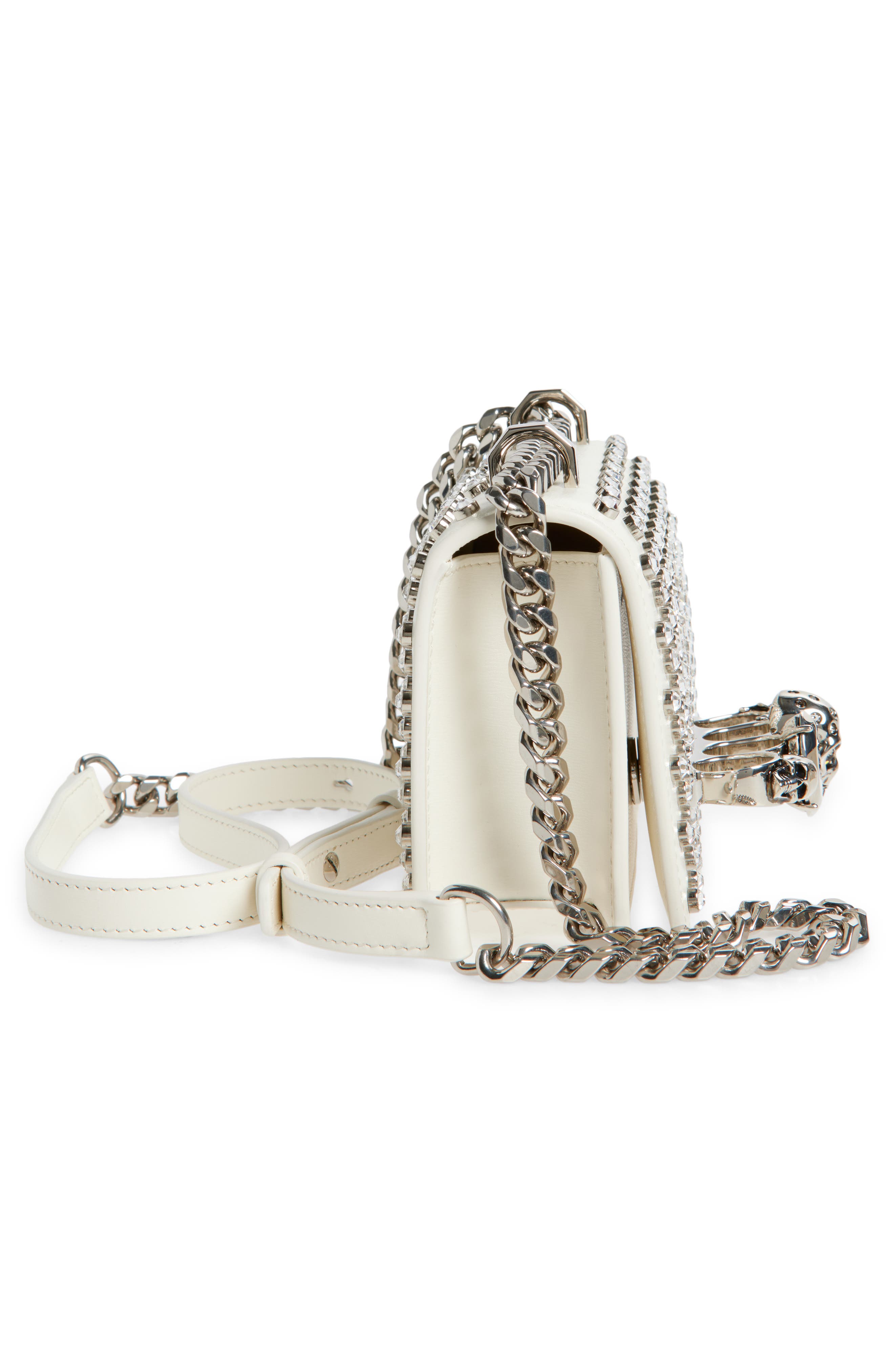 McQueen Mini Jeweled Studded Leather Shoulder Bag, Alternate, color, 