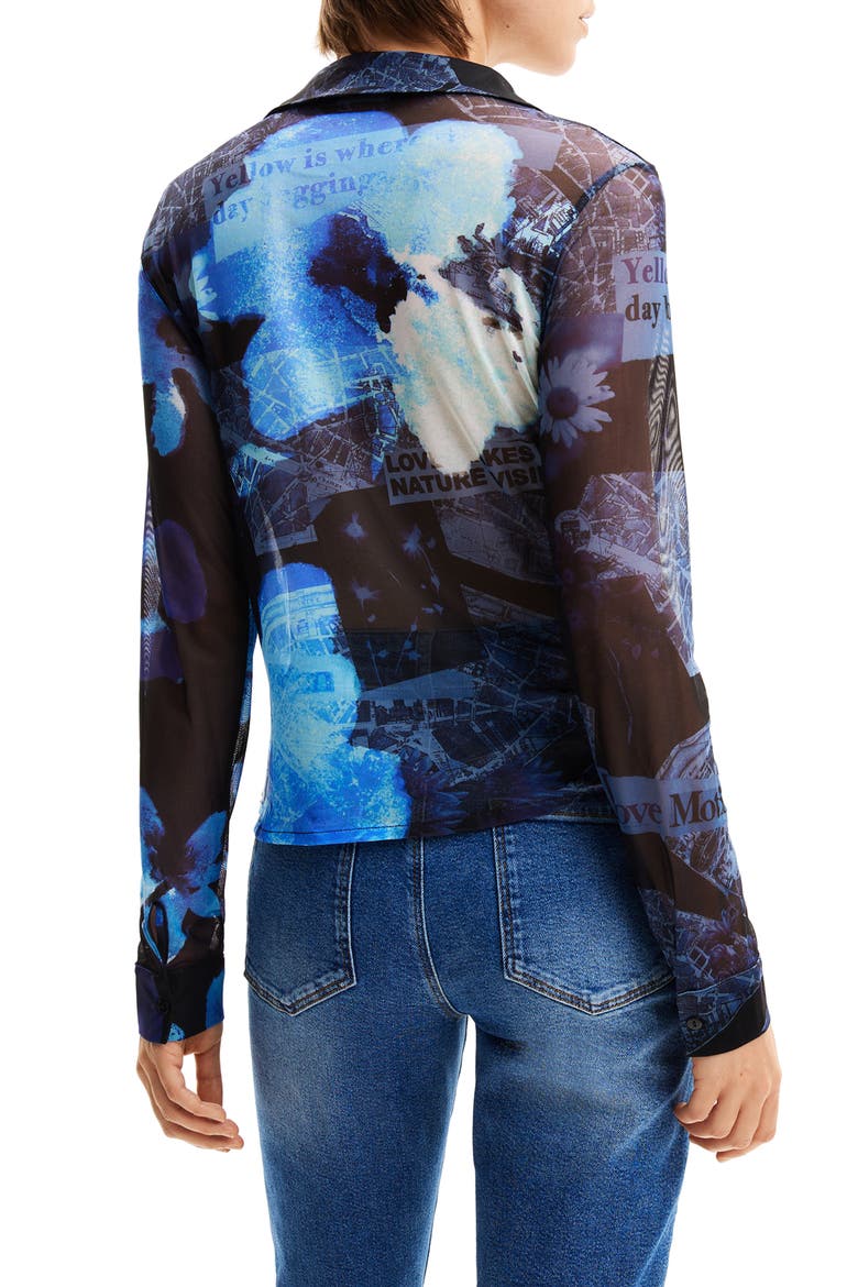 Tulle Arty Patchwork Shirt, Alternate, color, BLUE