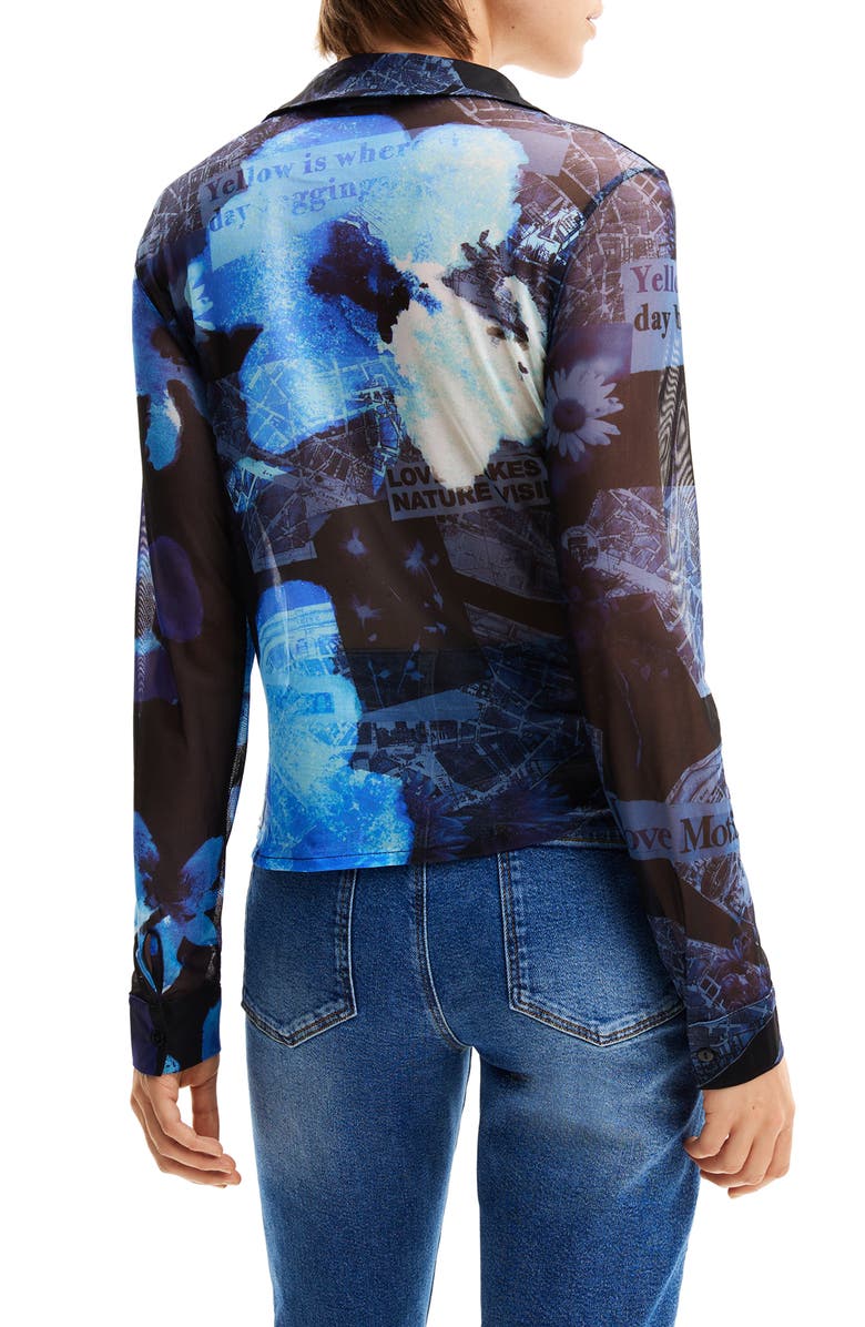 Desigual Tulle Arty Patchwork Shirt, Alternate, color, Blue