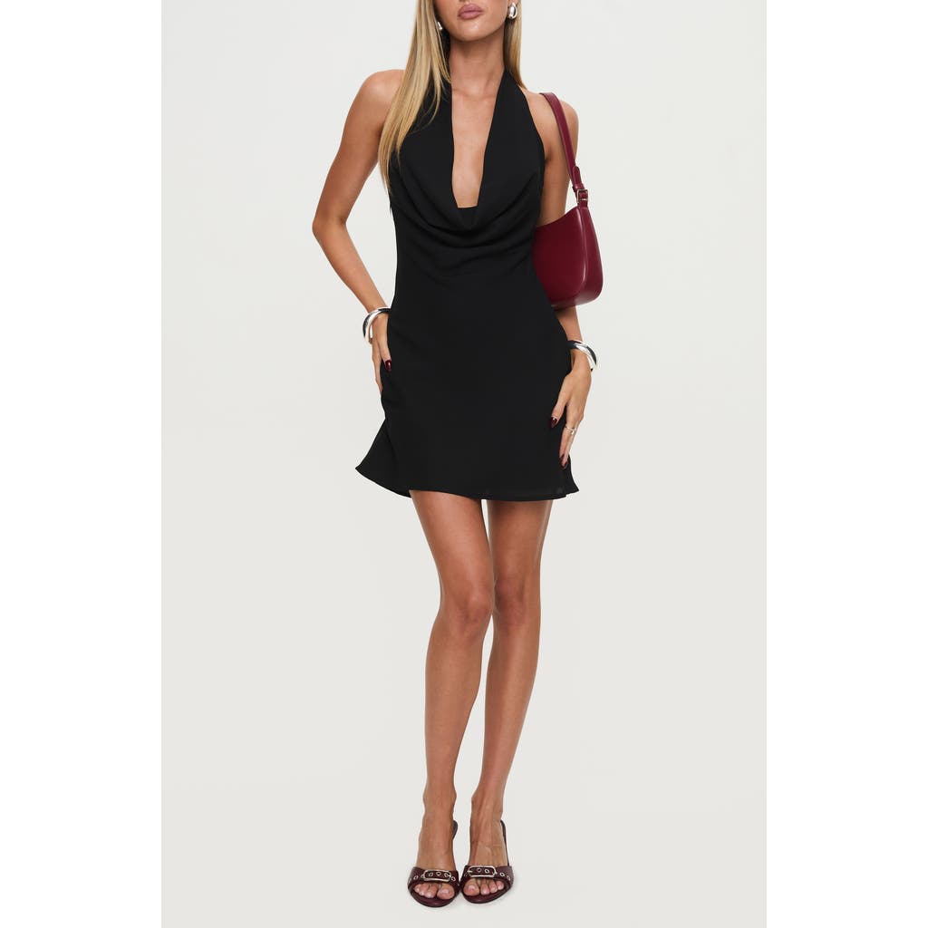 PRINCESS POLLY PRINCESS POLLY OCEAN BOULEVARD COWL NECK HALTER MINIDRESS