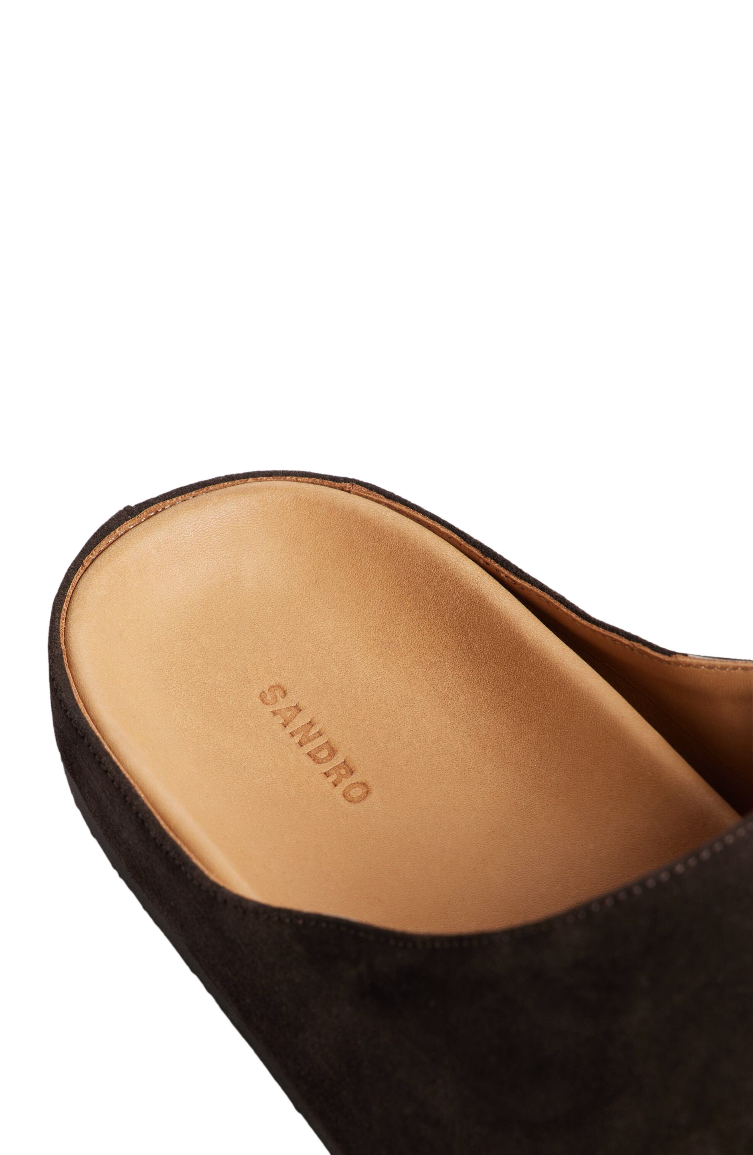 Split leather mules, Alternate, color, Chocolate