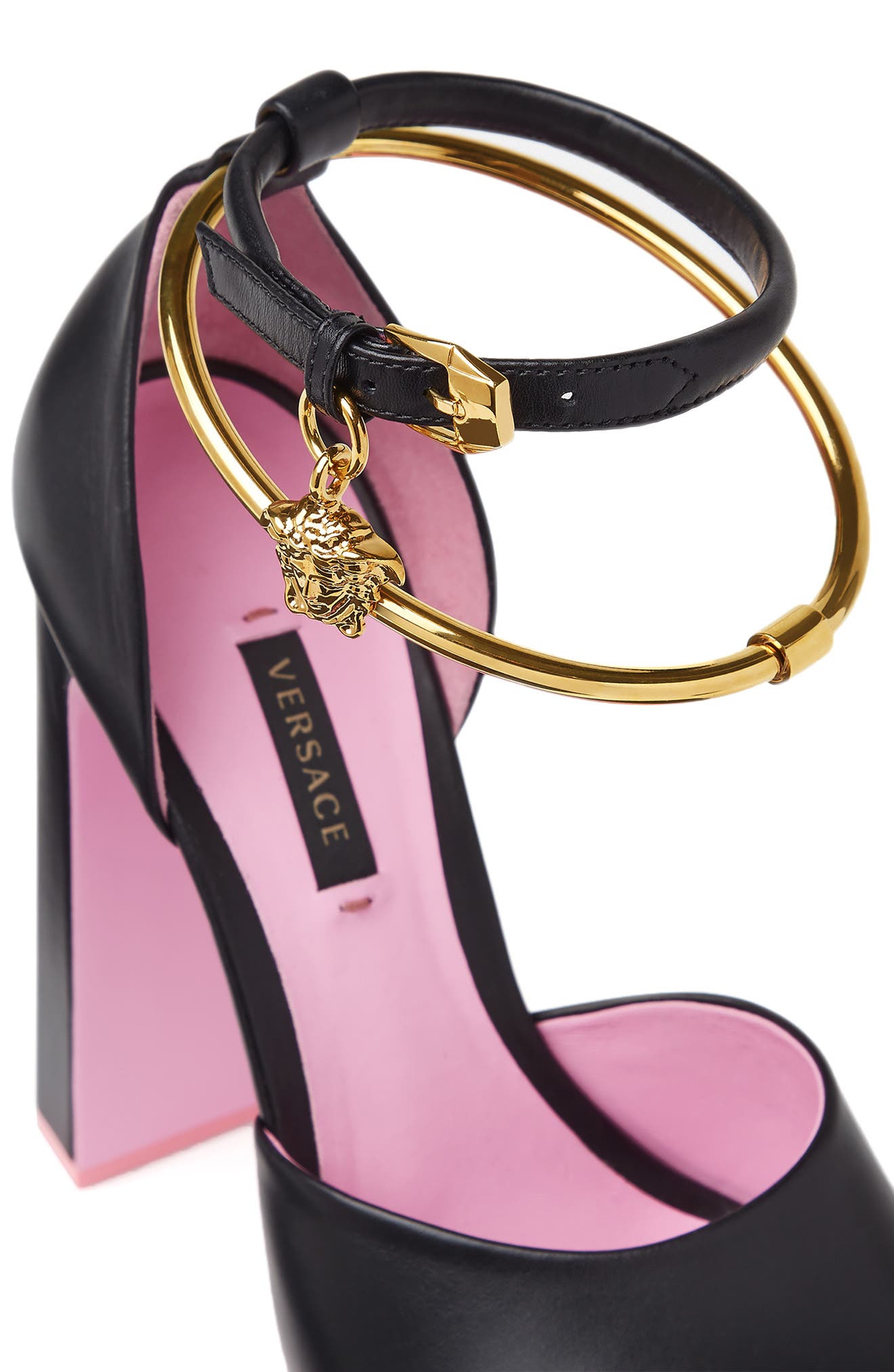 Versace Medusa Aeternitas Platform Sandal, Alternate, color, 