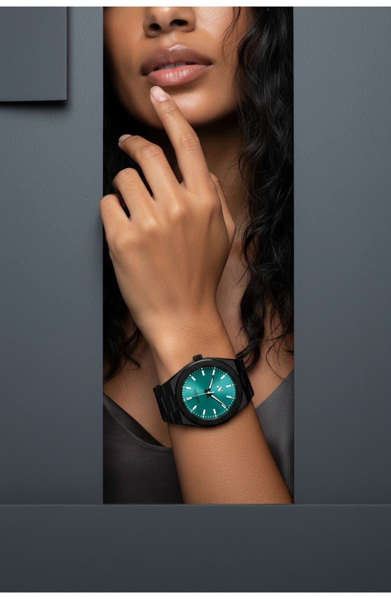 NCMPRBL Elevate Link Maldives Swiss Movement Bracelet Watch, 42MM, Alternate, color, Black/Aqua