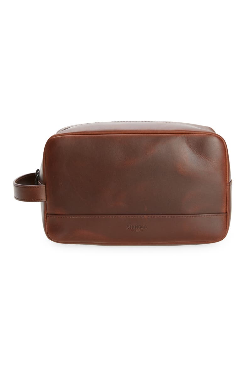 Leather Travel Kit, Main, color, MEDBROWN