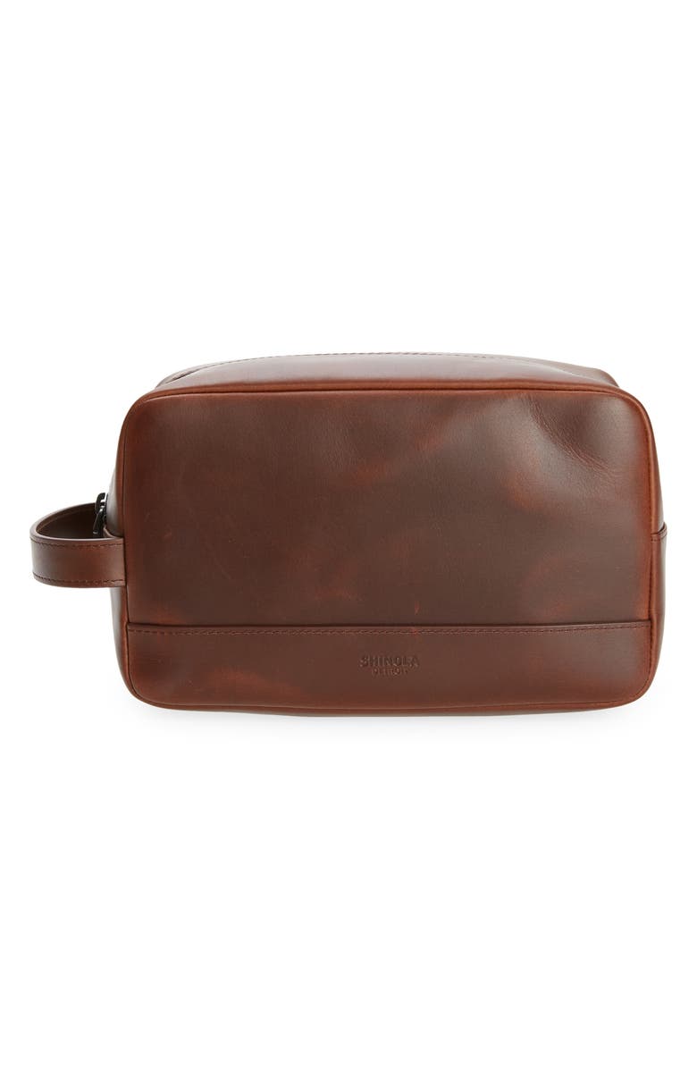 Shinola Leather Travel Kit, Main, color, Medbrown