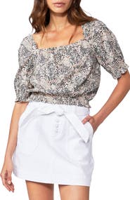 PAIGE Elise Floral Print Puff Sleeve Top
